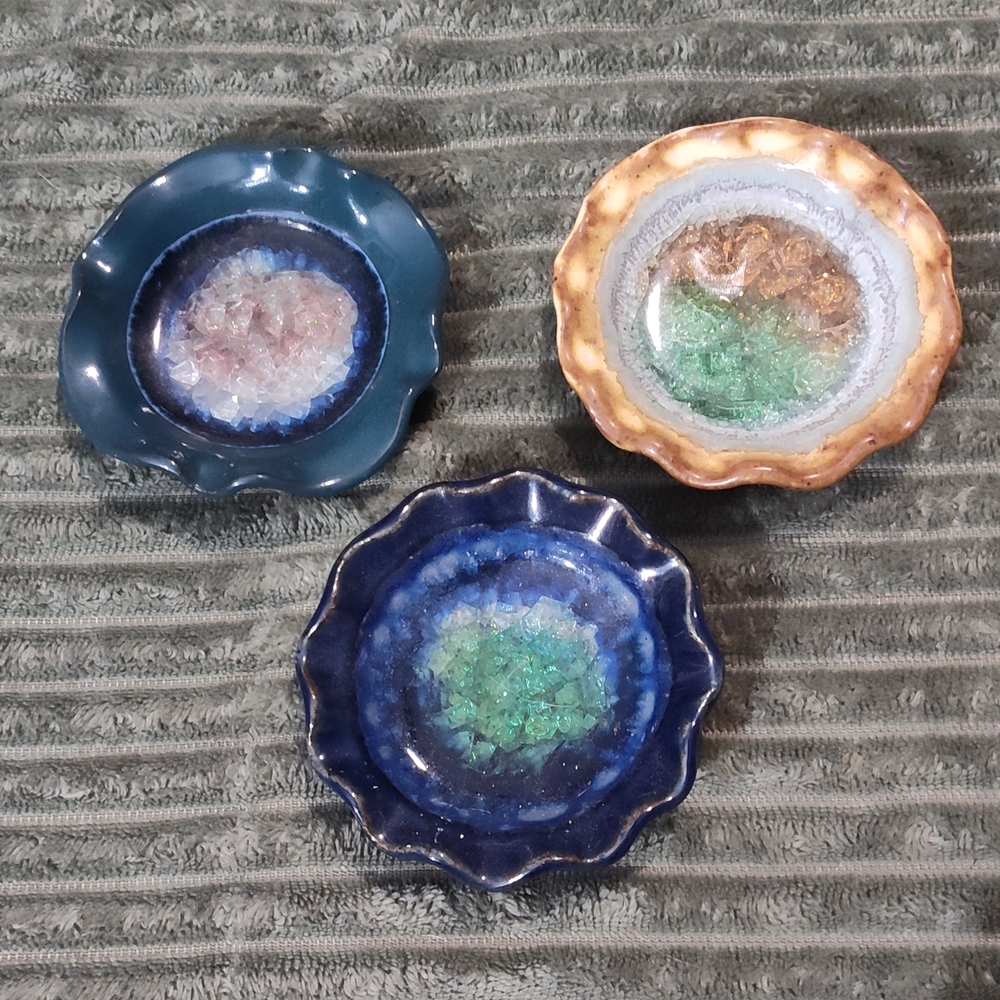 Set of Three Geode-Inspired Decorative Plates